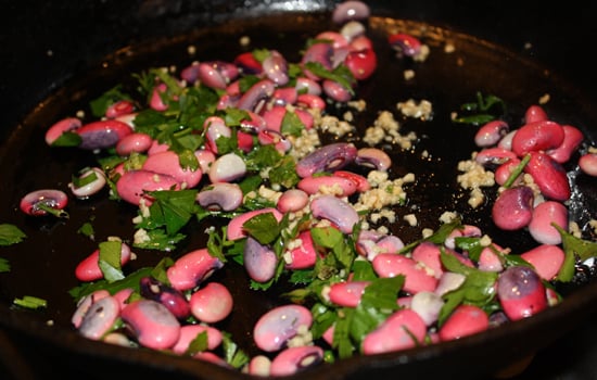 cooking scarlet runner beans with garlic and herbs
