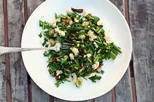 Dandelion Salad with Ramps, Bacon and Blue Cheese