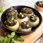 Stuffed Onions with Curried Black Quinoa.