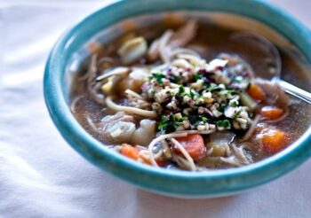 chicken soup with endive pesto