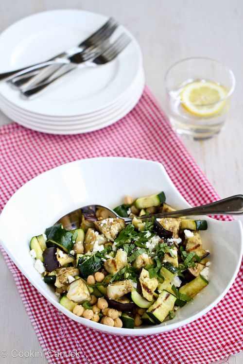 grilled eggplant zucchini salad from Cookin Canuck