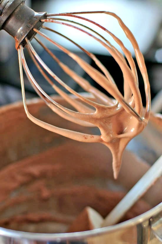chocolate marshmallow fluff on whisk