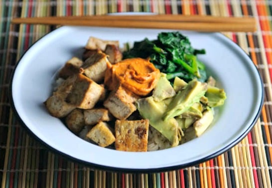 Jasmine Rice Bowl with Tofu from @winnieab|www.healthygreenkitchen.com //#CreateAStir