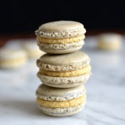 Earl Grey Tea Macarons filled with Orange infused chocolate ganache are a delicious treat or gift!