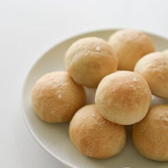 close up image of a plate containing freshly bake doughballs