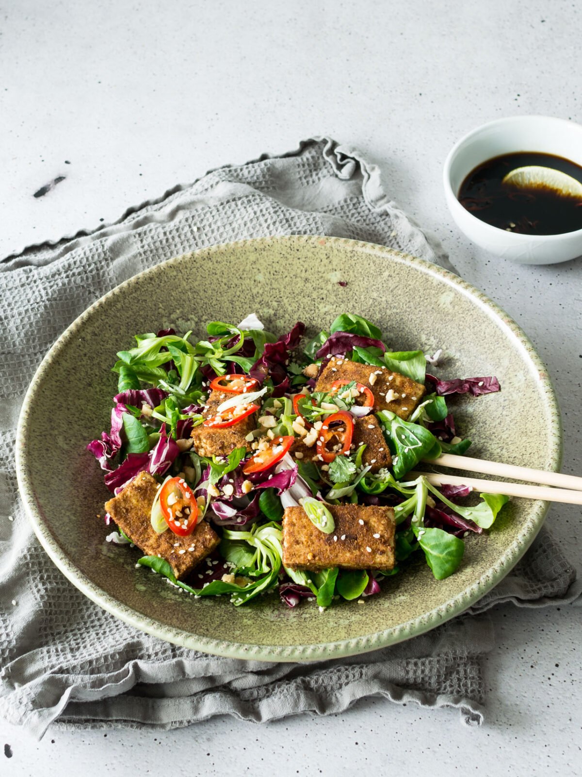 Spicy Tofu Salad with Chili Lime Dressing - Healthy Green Kitchen