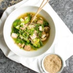 These Vegan Miso Soup Noodles really are a one pot wonder! They are bursting with flavour from the fresh ginger and miso, and chock full of fresh veggies. This healthy, super easy dinner will liven up any evening.