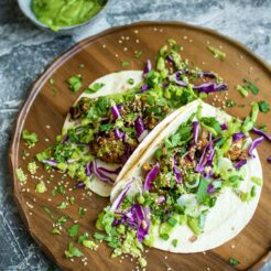 Vegan Teryiaki Cauliflower Tacos. Full of fresh flavours, these are a great dinner or snack!