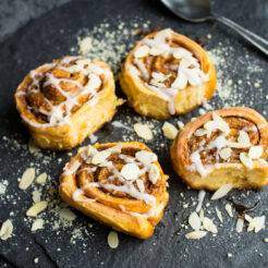 Vegan Sweet Potato Cinnamon Rolls. Soft, fluffy and sweet, these cinnamon rolls are perfect for a more indulgent breakfast!