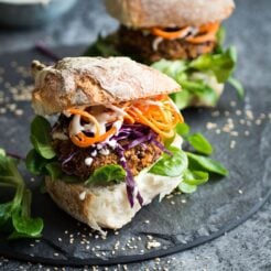 Vegan Quinoa and Kidney Bean Burgers. These baked burgers are perfect sandwiched in a nice bun with your favourite burger extras