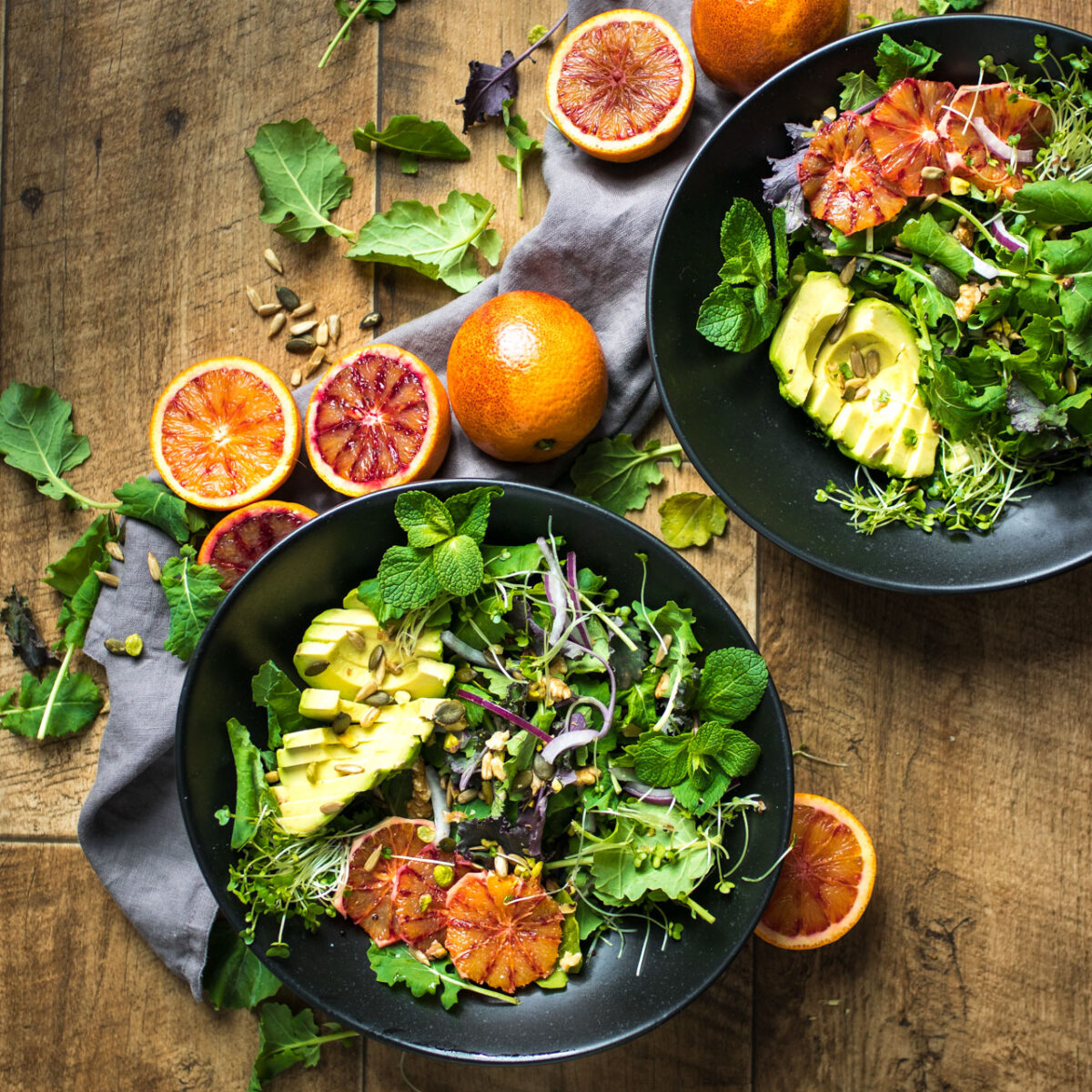 A delicious, winter salad featuring blood oranges and balsamic vinegar