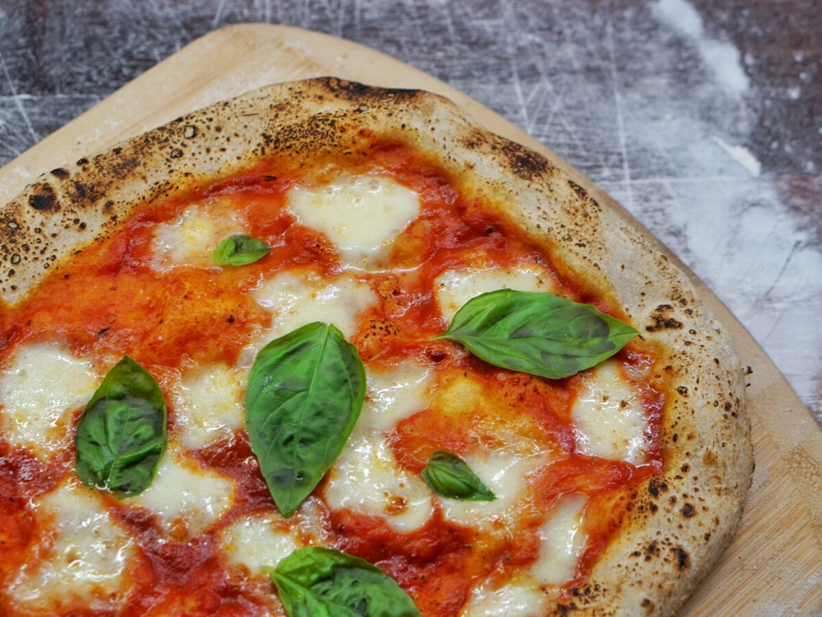 Italian margherita pizza.