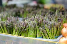 Bunches of asparagus at the farmer's market.