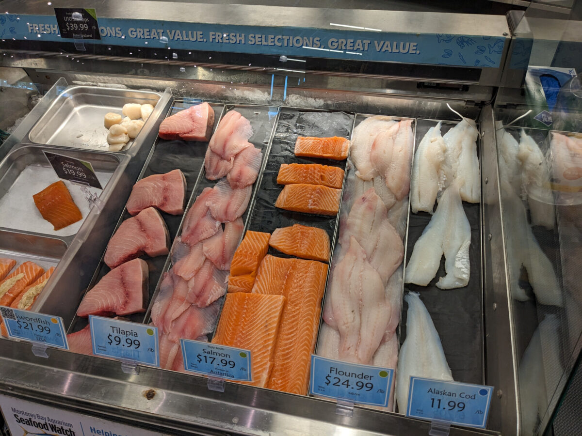 Fresh fish at the grocery store.
