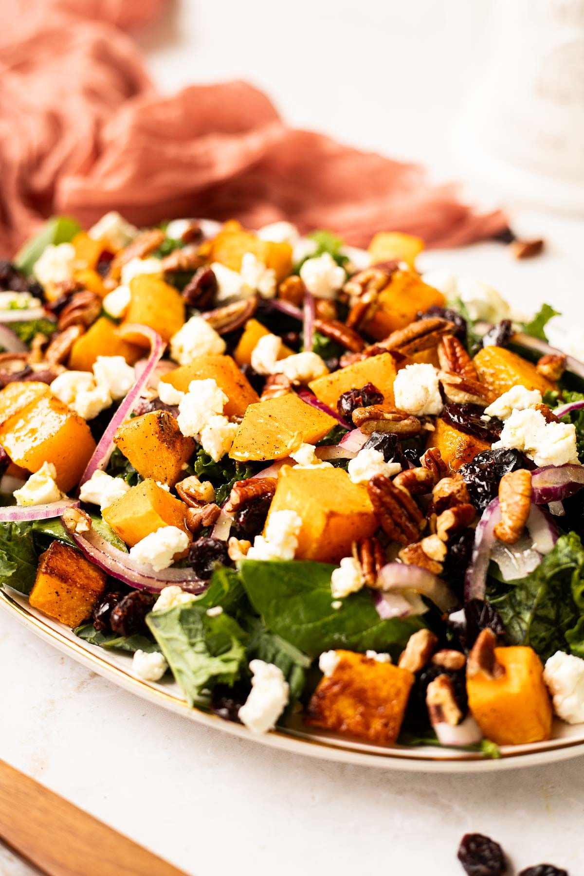 Roasted Butternut Squash Salad on a plate.